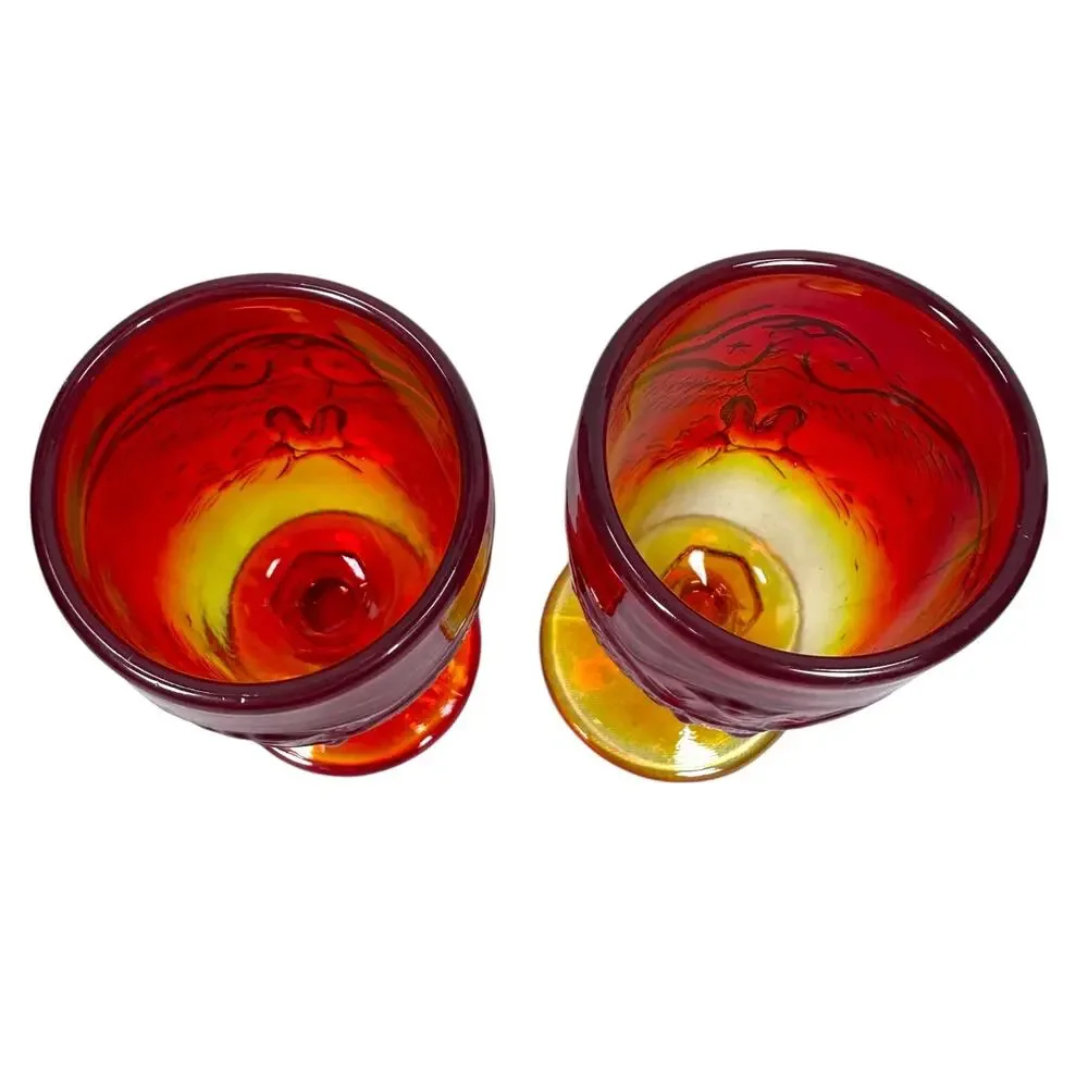 Vintage LE Smith Amberina Glass Goblets 6.75
